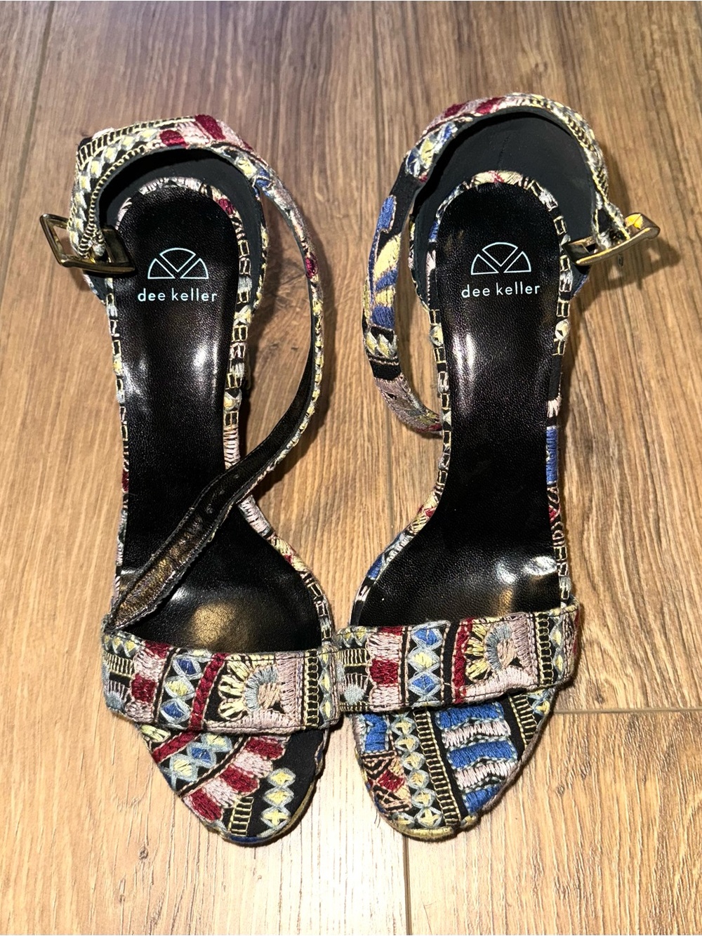 Multicolor Embroidered Ankle-Strap Sandals - Women's
